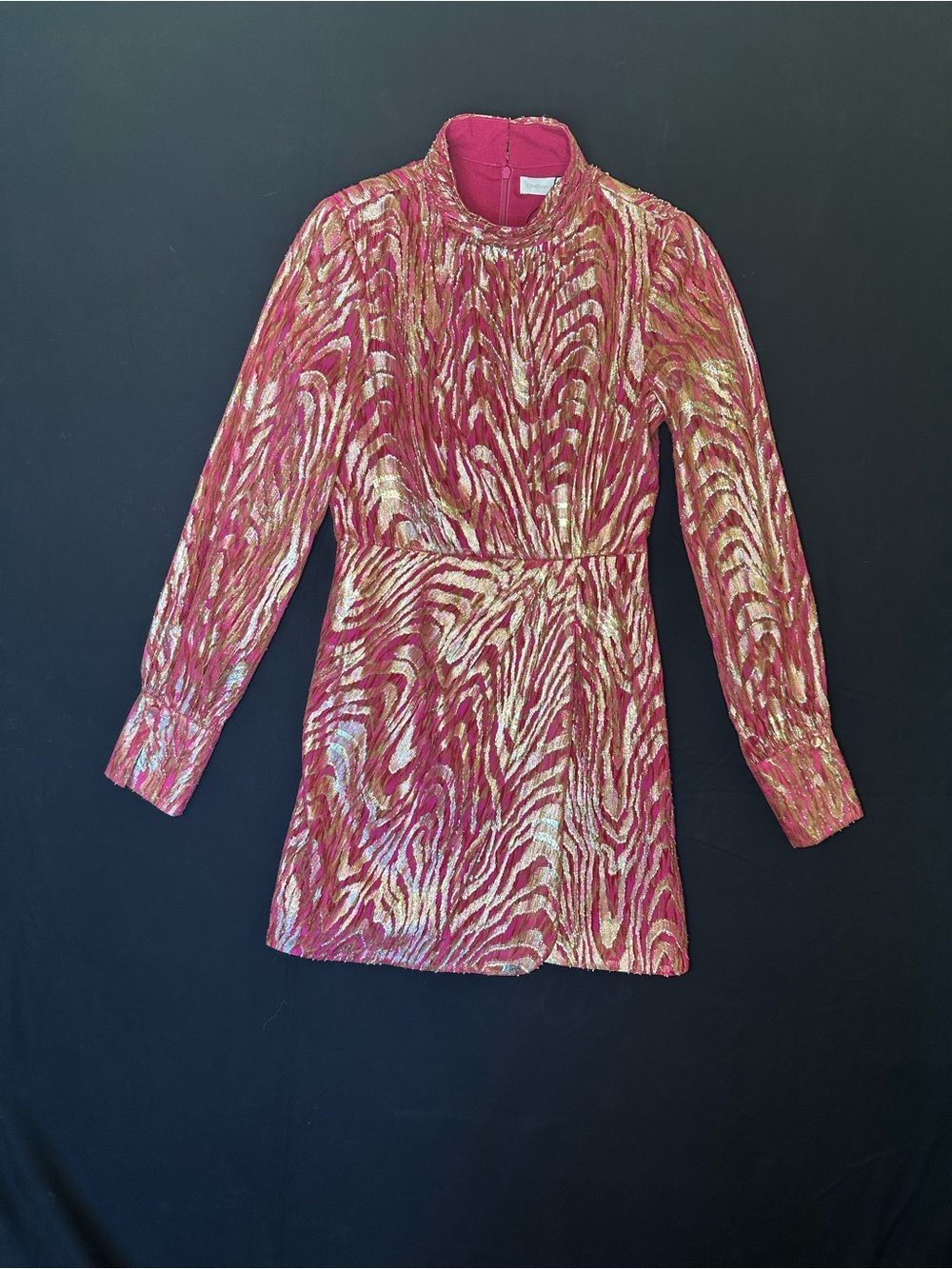 NWT Simkhai Halen Fil Coupe Minidress in Bougainvillea Metallic Moire Size 0